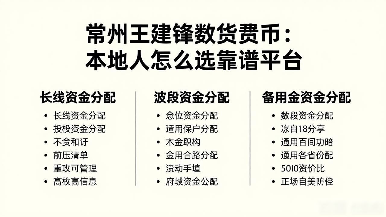 常州王建锋数字货币：本地人怎么选靠谱平台