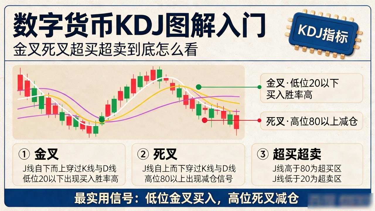 数字货币KDJ图解入门：金叉死叉超买超卖到底怎么看