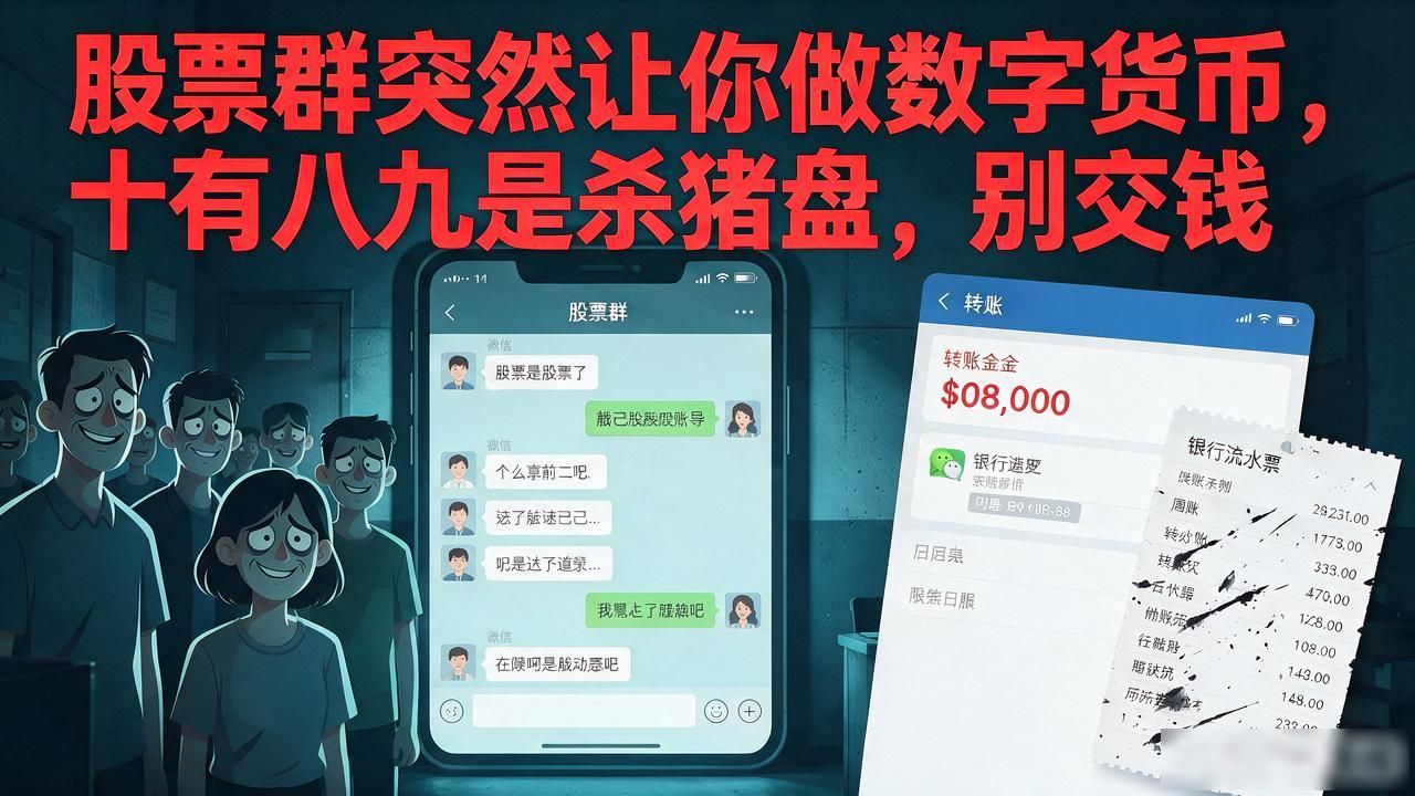 股票群突然让你做数字货币，十有八九是杀猪盘，别交钱