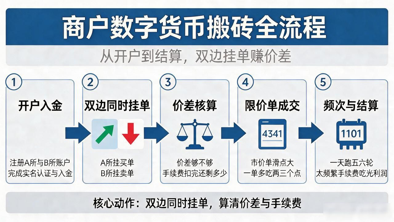 商户数字货币搬砖怎么操作？从开户到结算全流程讲清楚